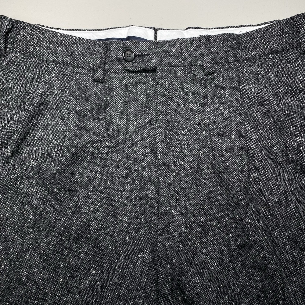 Proper Cloth Pants 33x31.5 Pleated Salt Pepper Di Sondrio Charcoal Donegal Tweed